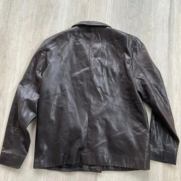 Vintage J. Crew Women's Brown Buttery Leather Button Up Jacket Size L Y2K - Picture 6 of 9
